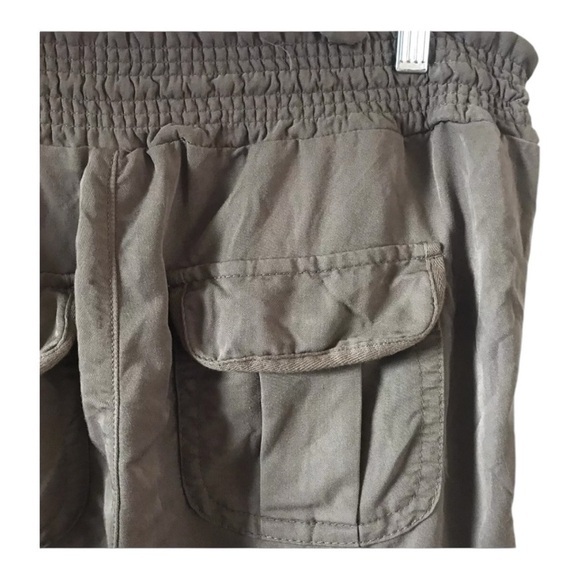 Calvin Klein Slouchy Pants Drawstring Elastic Waist, Roll Hem, Pockets, Latte  8 - Picture 7 of 10